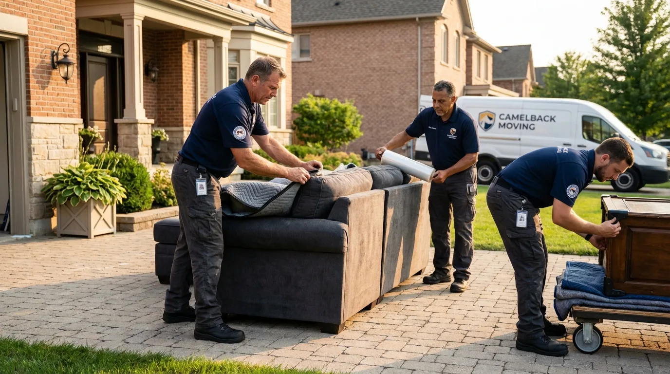 Large estate moving crew wrapping furniture in Flourtown, PA