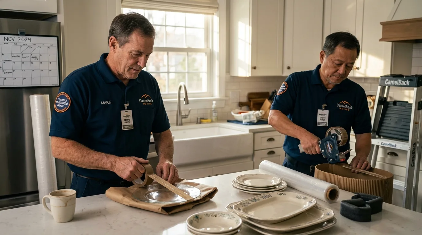 Professional crew packing kitchen dishware in Flourtown, PA